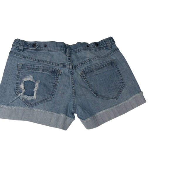 Forever 21 Distressed Denim Shorts With Patchwork Size 29 Blue Casual Summer Wea - Picture 6 of 8